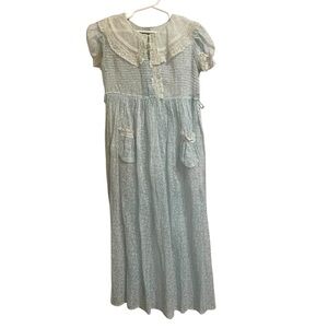Andrew Krauskopf Vintage Flowered Voile Dress Lace Trimmed